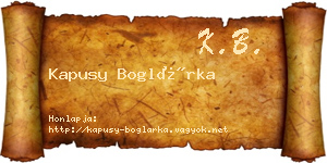 Kapusy Boglárka névjegykártya